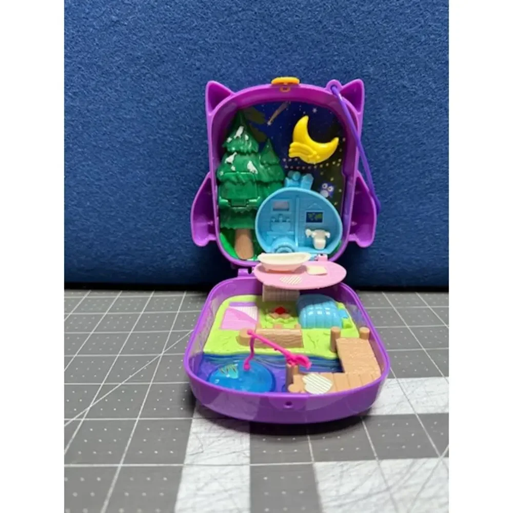 Mattel 2019 Polly Pocket World Owl‎ Owlnite Campsite Compact INCOMPLETE
